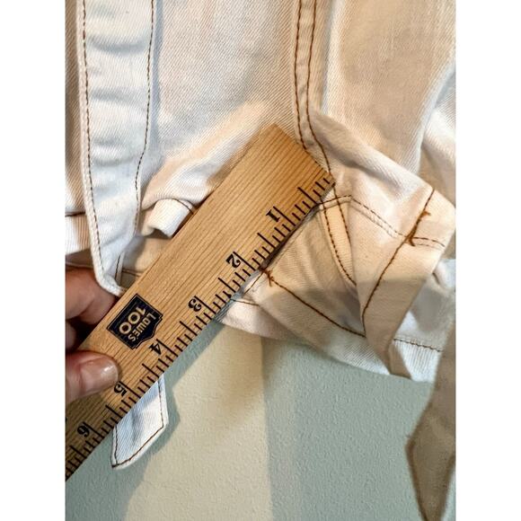 GB Denim Shorts Juniors 9 white Ivory Jean Button Fly Paperbag Shorts - Picture 3 of 6